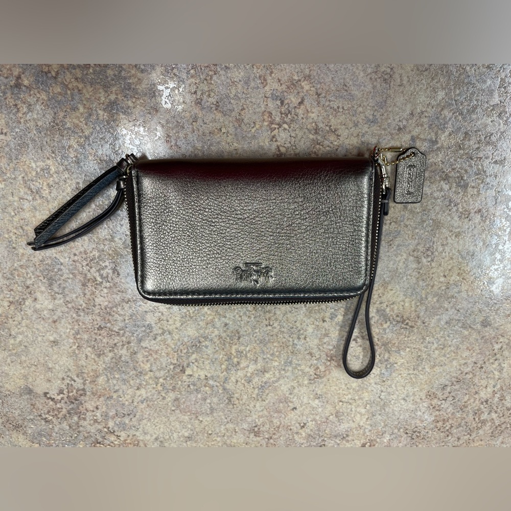 Coach Bronze double zip wallet wristlet. Never used!!
